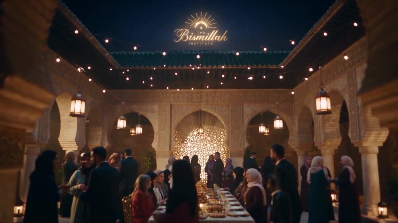 A long banquet table crowned with a Levantine feast